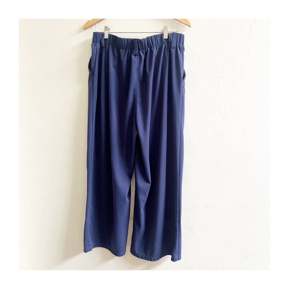 Halara Wide Leg Pants Womens XL Petite Navy Blue Pleated Office Wear Minimalist - Picture 2 of 10